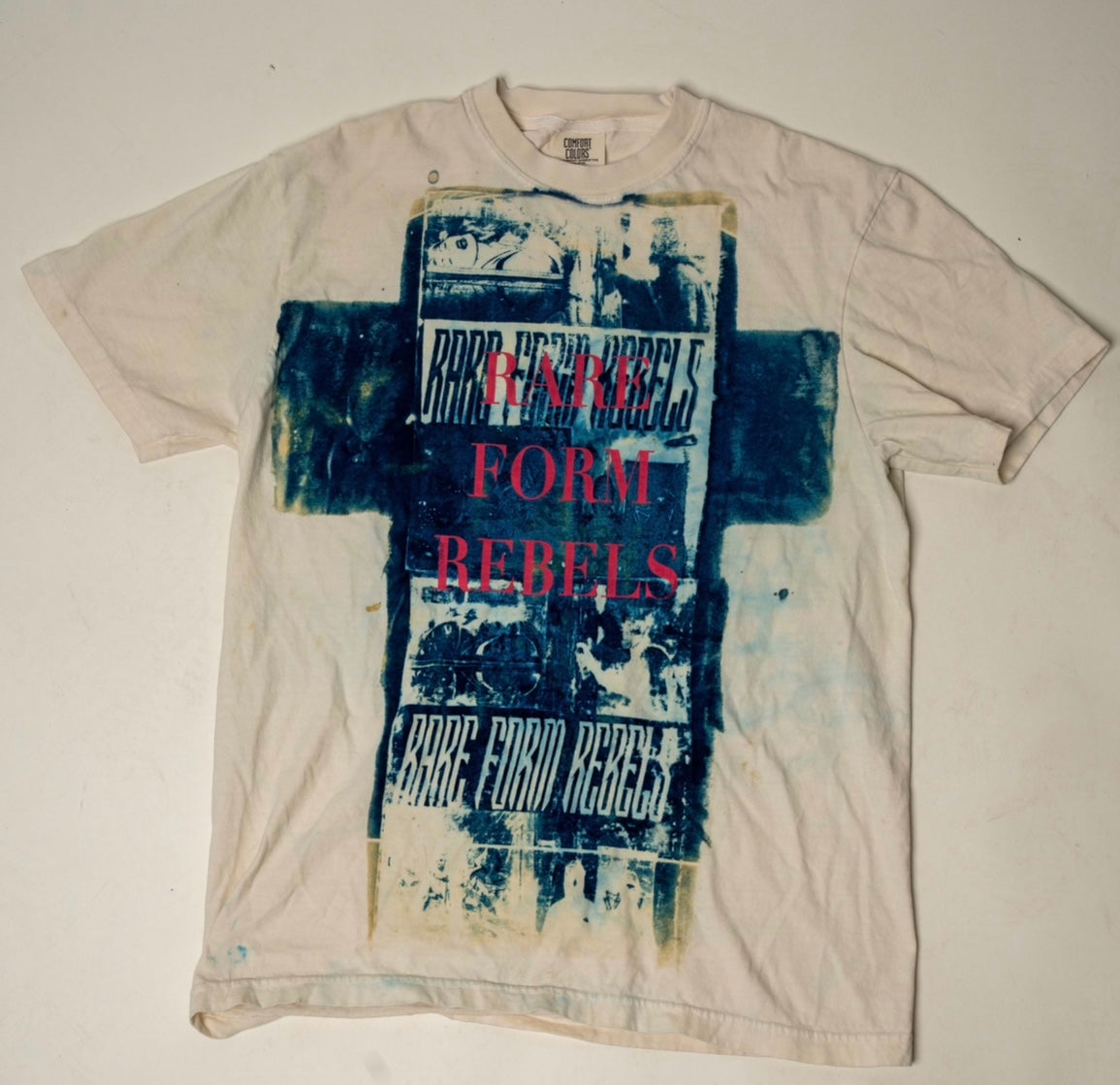 RARE FORM REBELS CROSS CYANOTYPE SCREEN PRINT TEE