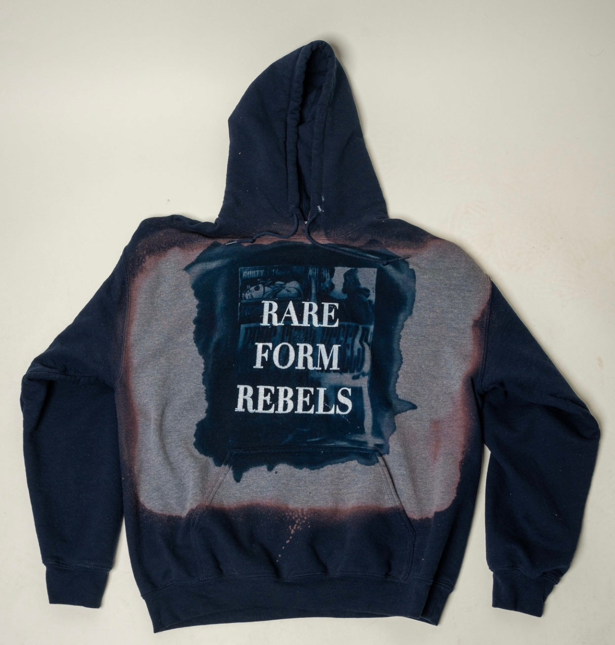 BLUE RARE FORM REBELS BLEACH BURNED CYANOTYPE HOODIE